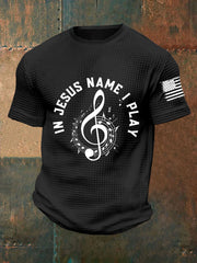 Men's In Jesus Name I Play Waffle Short Sleeve