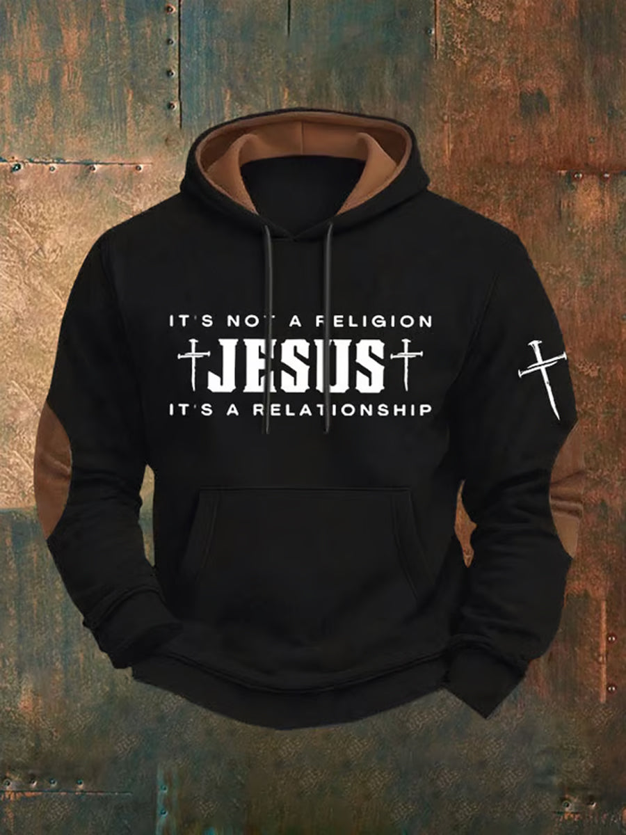 Men's Jesus Faith Cross Printed Casual Hoodie