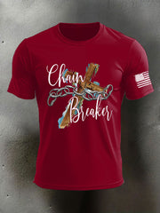 Men's Chain Breaker With Cross Print Casual T-shirt