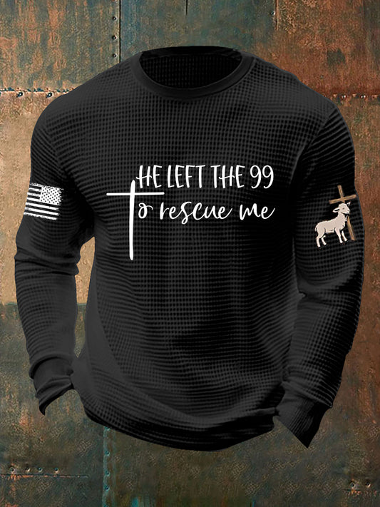 Men's Christian He Left the 99 to Find Me Waffle Long Sleeve T-Shirt