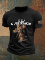 Men's He Is a Chain Breaker Printed Casual T-shirt
