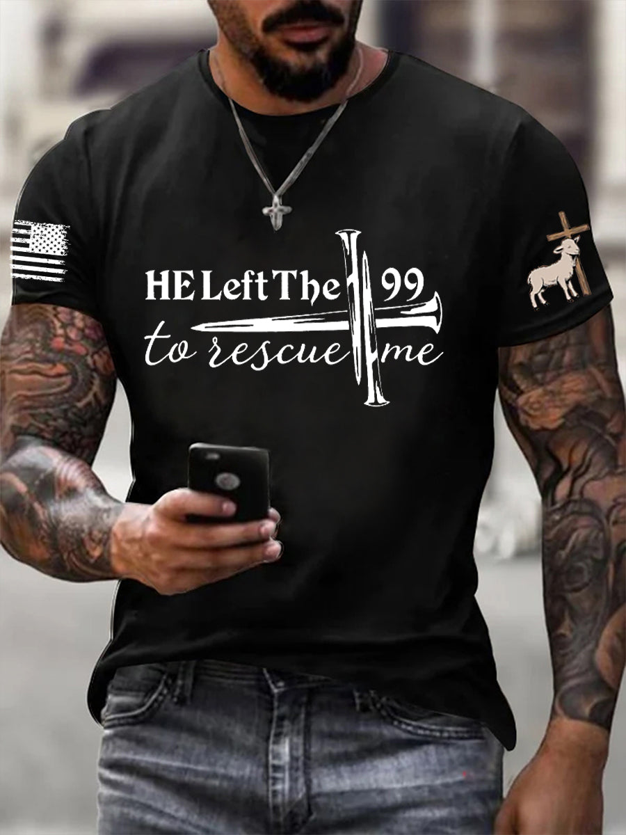 Men's Christian He Left the 99 to Find Me Short Sleeve T-shirt