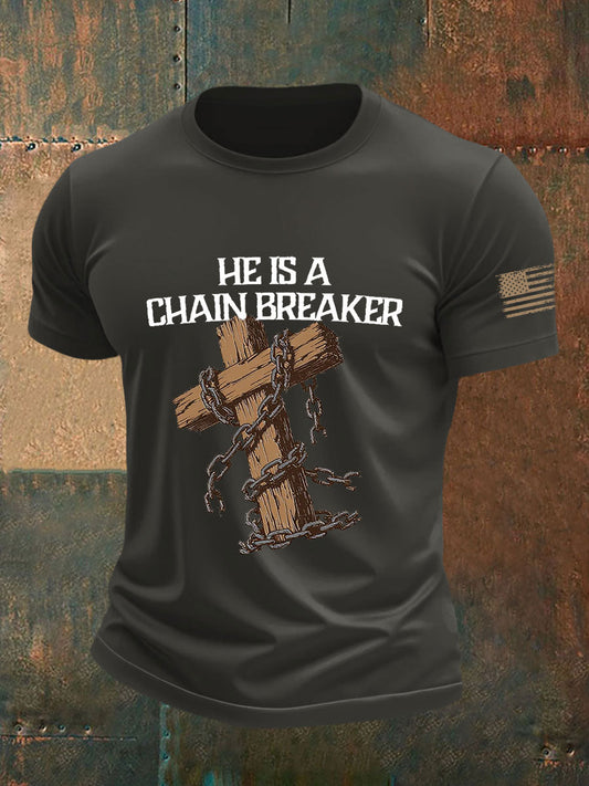 Men's He Is a Chain Breaker Printed Casual T-shirt