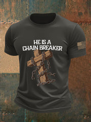 Men's He Is a Chain Breaker Printed Casual T-shirt