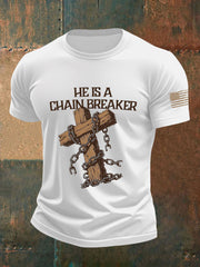 Men's He Is a Chain Breaker Printed Casual T-shirt
