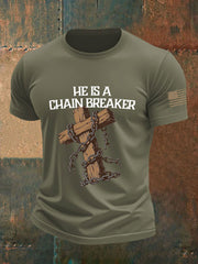 Men's He Is a Chain Breaker Printed Casual T-shirt