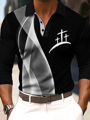 Men's Cross Print Casual Long Sleeve Top