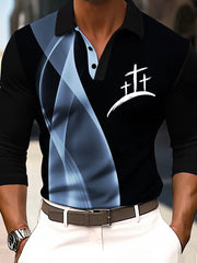 Men's Cross Print Casual Long Sleeve Top