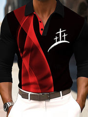 Men's Cross Print Casual Long Sleeve Top