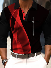 Men's Cross Print Casual Long Sleeve Top