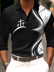 Men's Cross Print Casual Long Sleeve Top