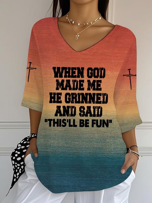 Women's Funny Christian When God Made Me Half-Sleeve T-Shirt