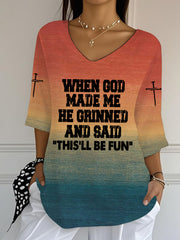Women's Funny Christian When God Made Me Half-Sleeve T-Shirt