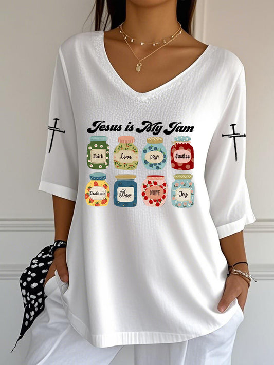Women's Funny Christian Jesus Is My Jam Half-Sleeve T-Shirt