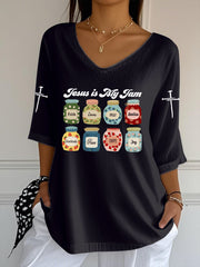 Women's Funny Christian Jesus Is My Jam Half-Sleeve T-Shirt