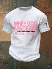 Men's Funny Christian When God Made Me Waffle Short Sleeve T-shirt