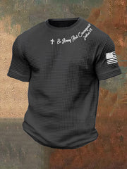 Men's Be Strong And Courageous Printed Waffle Casual Short Sleeve