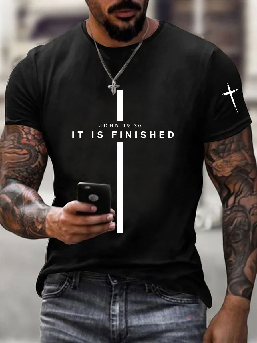 Men's It Is Finished Printed Casual T-shirt