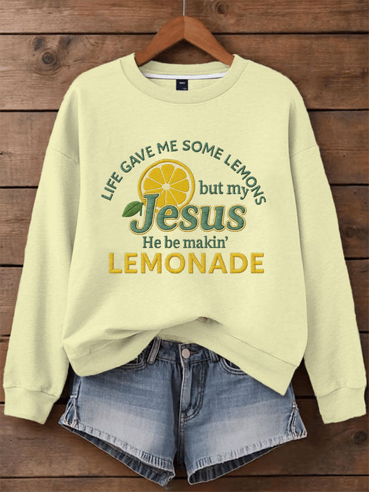Women's Jesus Lemonade Print Casual Sweatshirt