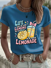 Women's Jesus Lemonade Print Casual T-shirt