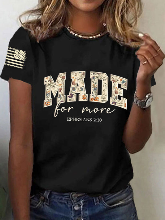 Women's Made for More Ephesians 2:10  Faith Cross Short Sleeve T-Shirt