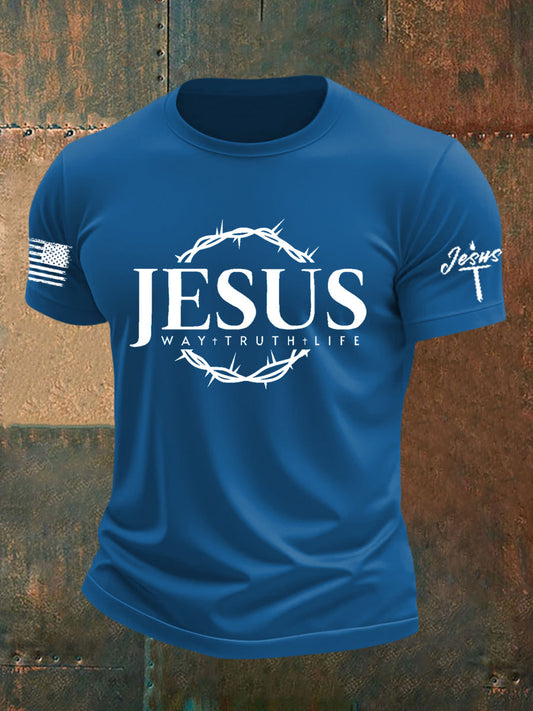 Men's Men's Jesus Faith Cross Print Casual Short Sleeve T-shirt