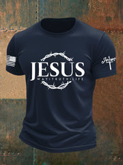 Men's Men's Jesus Faith Cross Print Casual Short Sleeve T-shirt