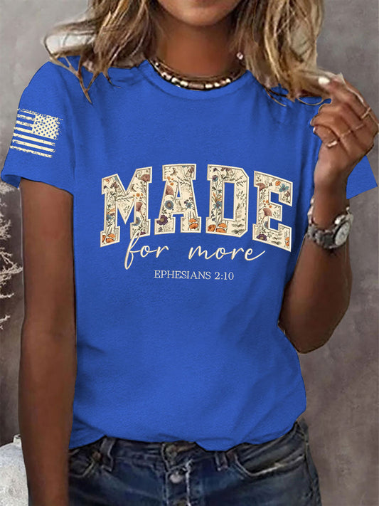 Women's Made for More Ephesians 2:10  Faith Cross Short Sleeve T-Shirt