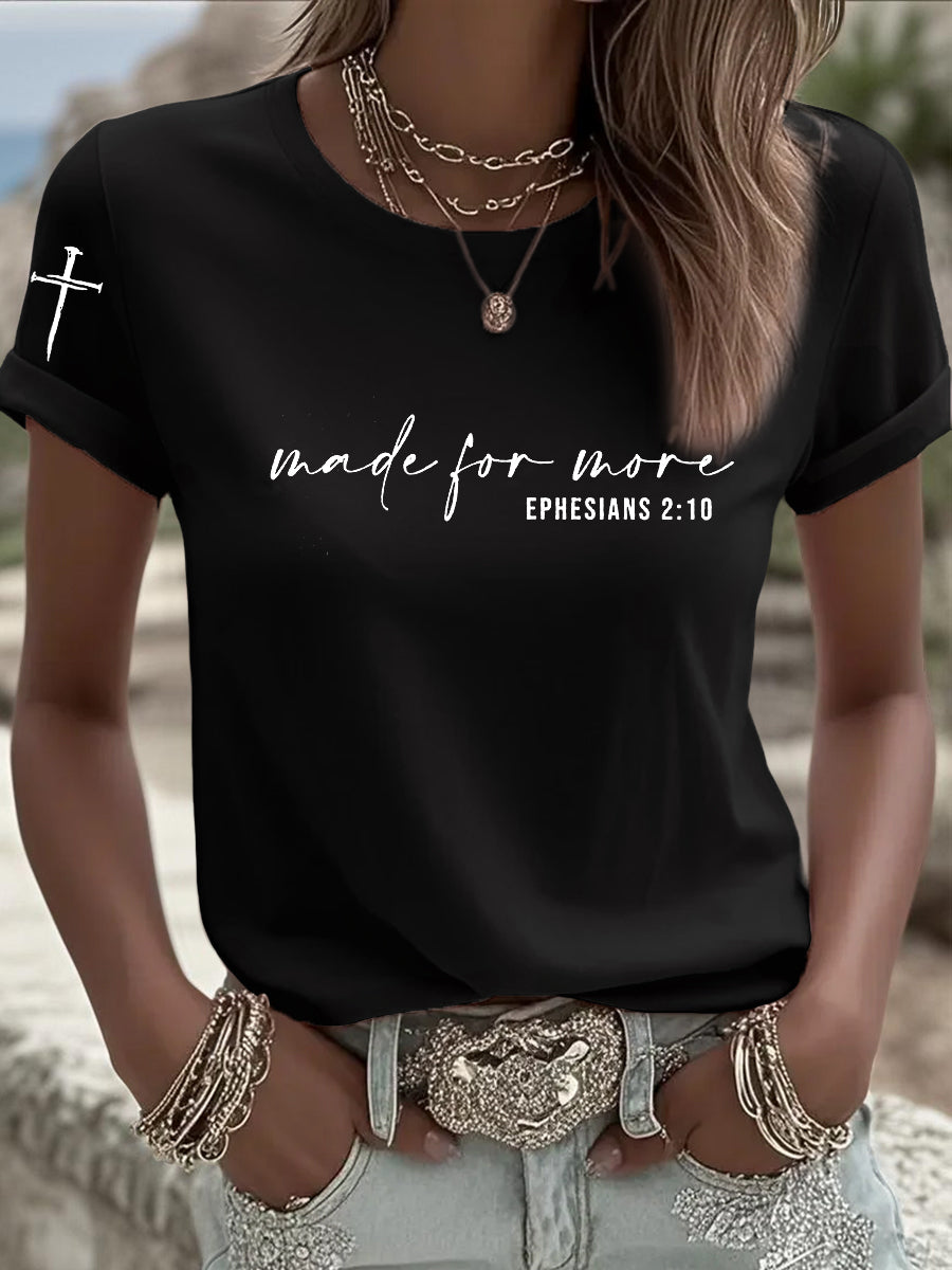 Women's Made for More Ephesians 2:10  Faith Cross Short Sleeve T-Shirt