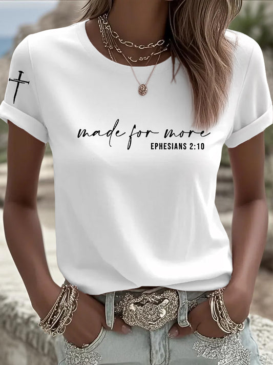 Women's Made for More Ephesians 2:10  Faith Cross Short Sleeve T-Shirt