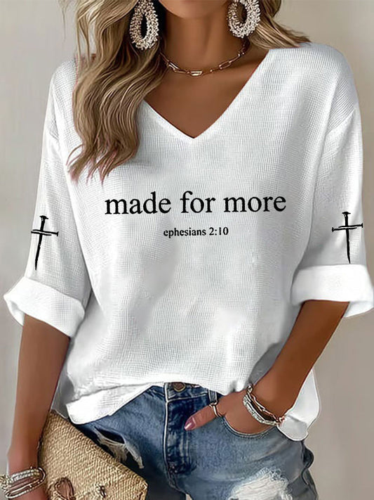 Women's Made for More Ephesians 2:10  Faith Cross Waffle T-shirt