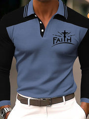 Men's Faith Cross Printed Long Sleeve Top