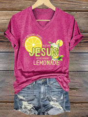 Women's Jesus Lemonade Print Casual T-shirt
