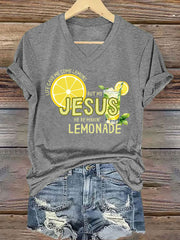 Women's Jesus Lemonade Print Casual T-shirt