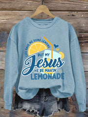 Women's Jesus Lemonade Print Casual Sweatshirt