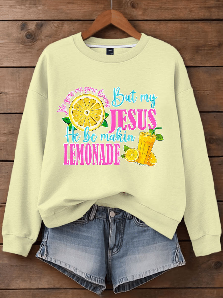 Women's Jesus Lemonade Print Casual Sweatshirt