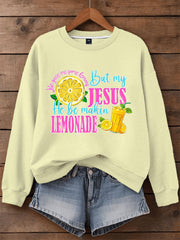 Women's Jesus Lemonade Print Casual Sweatshirt