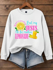 Women's Jesus Lemonade Print Casual Sweatshirt