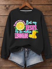 Women's Jesus Lemonade Print Casual Sweatshirt