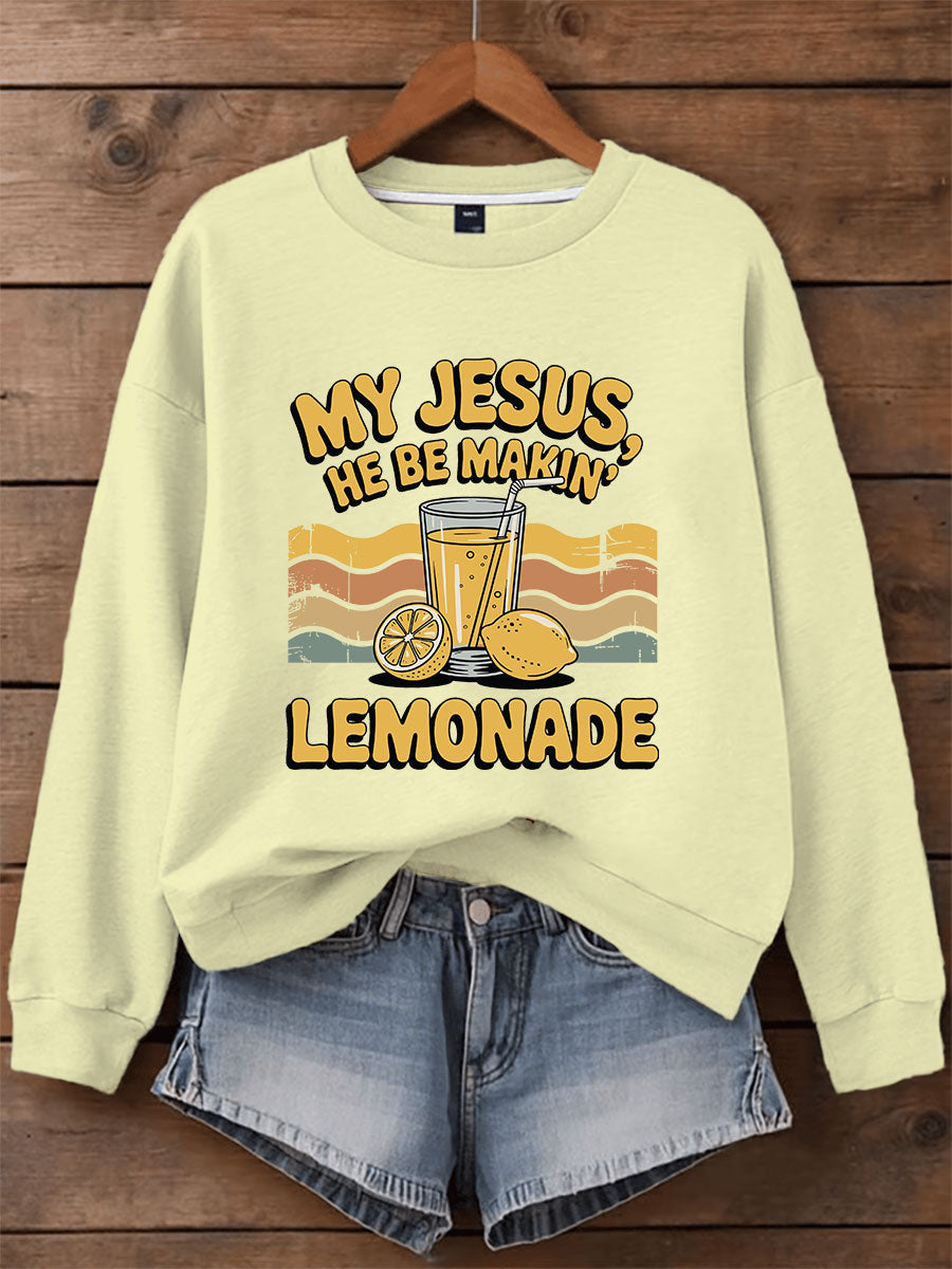Women's Jesus Lemonade Print Casual Sweatshirt