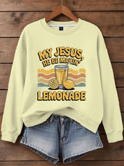 Women's Jesus Lemonade Print Casual Sweatshirt