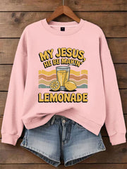 Women's Jesus Lemonade Print Casual Sweatshirt