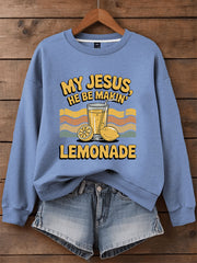 Women's Jesus Lemonade Print Casual Sweatshirt
