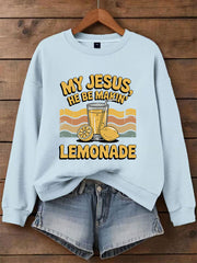 Women's Jesus Lemonade Print Casual Sweatshirt