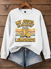 Women's Jesus Lemonade Print Casual Sweatshirt