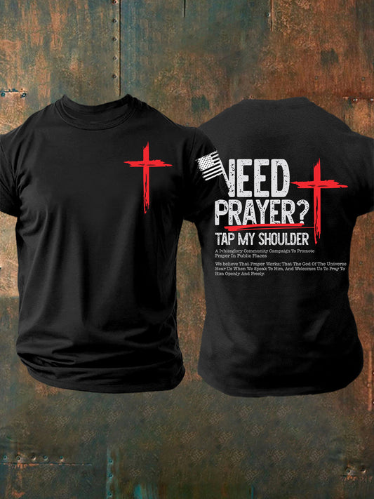 Men's Need Prayer Tap My Shoulder Short-sleeved T-shirt