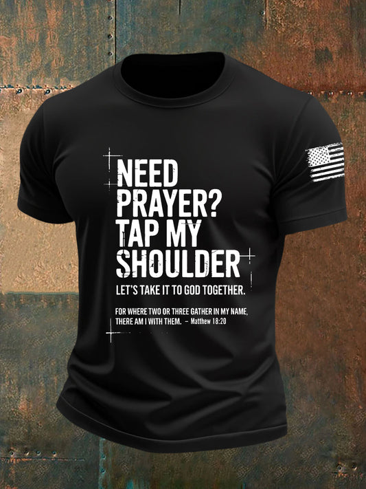 Men's Need Prayer Tap My Shoulder Short-sleeved T-shirt