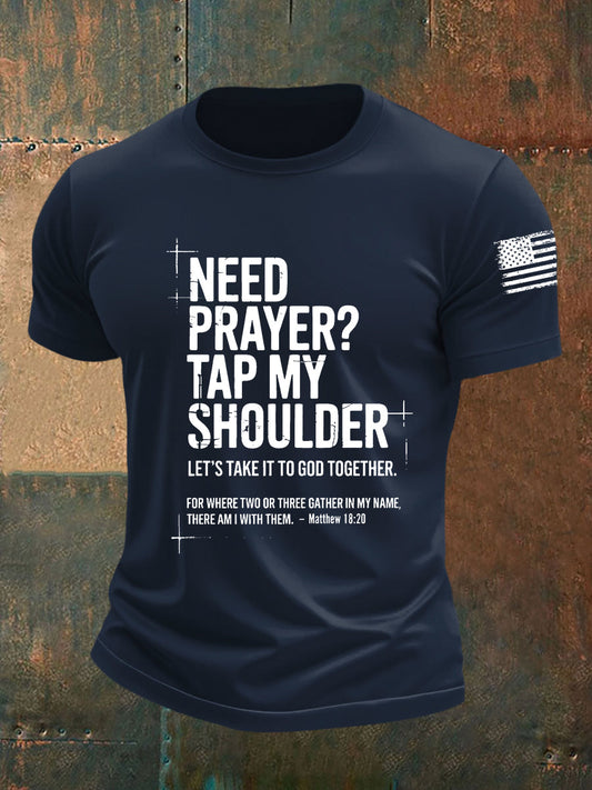 Men's Need Prayer Tap My Shoulder Short-sleeved T-shirt