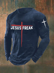 Men's Jesus Freak Print Casual T-shirt