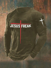 Men's Jesus Freak Print Casual T-shirt